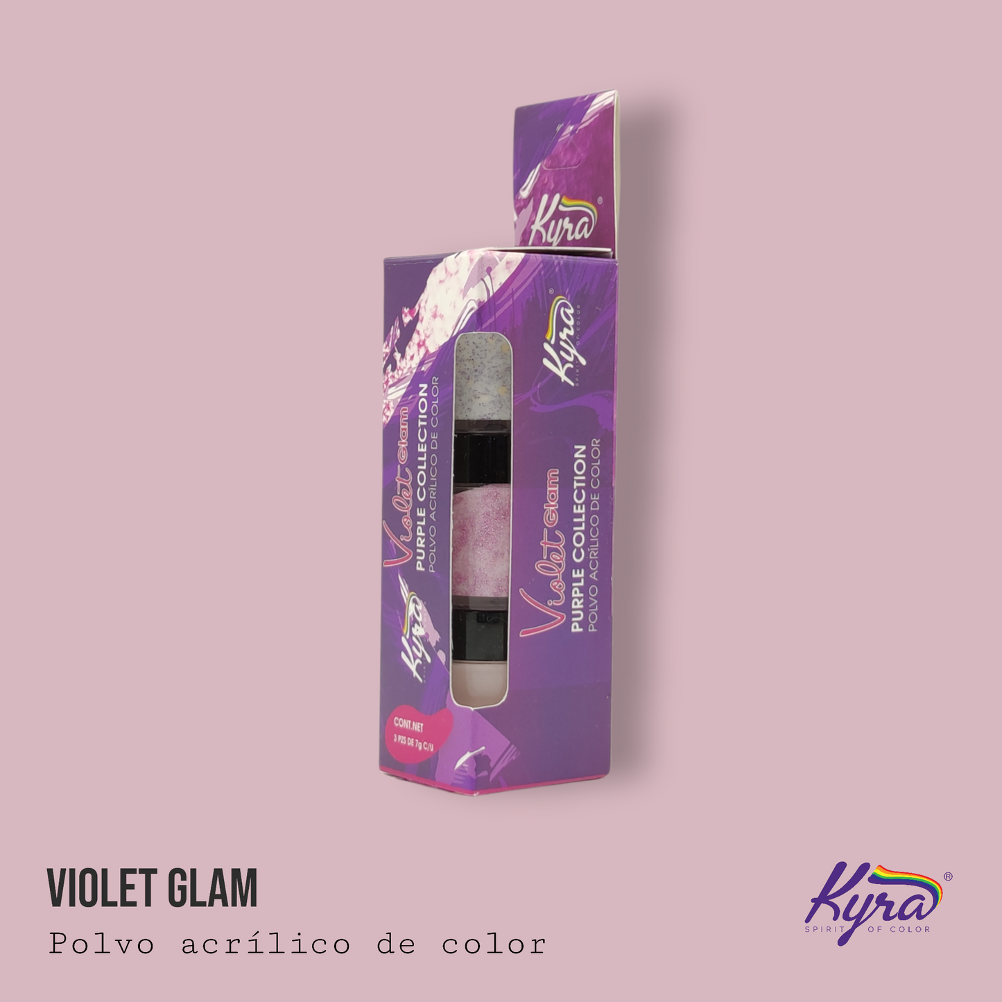 Violet Glam Purple Collection  Acrilico 7grs 3pzs